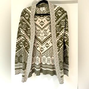 Olive/cream cardigan